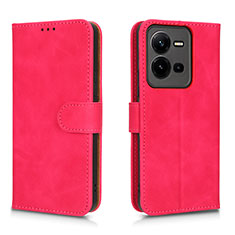 Funda de Cuero Cartera con Soporte Carcasa L01Z para Vivo V25e Rosa Roja