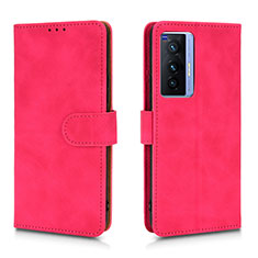 Funda de Cuero Cartera con Soporte Carcasa L01Z para Vivo X70t Rosa Roja