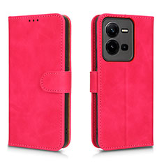 Funda de Cuero Cartera con Soporte Carcasa L01Z para Vivo X80 Lite 5G Rosa Roja