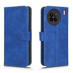 Funda de Cuero Cartera con Soporte Carcasa L01Z para Vivo X90 5G Azul