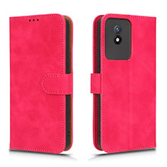 Funda de Cuero Cartera con Soporte Carcasa L01Z para Vivo Y02t Rosa Roja