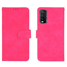 Funda de Cuero Cartera con Soporte Carcasa L01Z para Vivo Y20s Rosa Roja