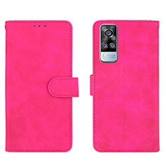 Funda de Cuero Cartera con Soporte Carcasa L01Z para Vivo Y51A Rosa Roja