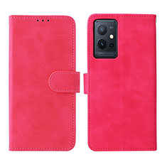 Funda de Cuero Cartera con Soporte Carcasa L01Z para Vivo Y55 5G Rosa Roja