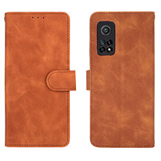 Funda de Cuero Cartera con Soporte Carcasa L01Z para Xiaomi Mi 10T 5G Marron