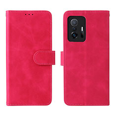 Funda de Cuero Cartera con Soporte Carcasa L01Z para Xiaomi Mi 11T 5G Rosa Roja