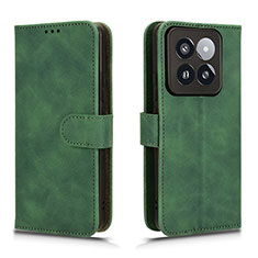 Funda de Cuero Cartera con Soporte Carcasa L01Z para Xiaomi Mi 14 5G Verde