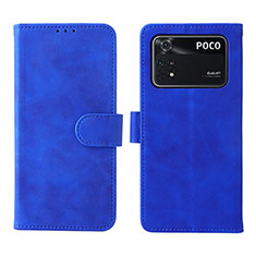 Funda de Cuero Cartera con Soporte Carcasa L01Z para Xiaomi Poco M4 Pro 4G Azul