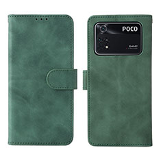 Funda de Cuero Cartera con Soporte Carcasa L01Z para Xiaomi Poco M4 Pro 4G Verde