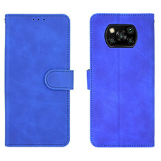 Funda de Cuero Cartera con Soporte Carcasa L01Z para Xiaomi Poco X3 NFC Azul