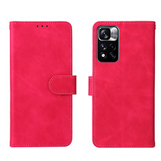 Funda de Cuero Cartera con Soporte Carcasa L01Z para Xiaomi Poco X4 NFC Rosa Roja