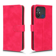 Funda de Cuero Cartera con Soporte Carcasa L01Z para Xiaomi Redmi 12C 4G Rosa Roja