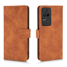 Funda de Cuero Cartera con Soporte Carcasa L01Z para Xiaomi Redmi K40S 5G Marron