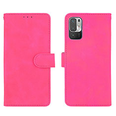 Funda de Cuero Cartera con Soporte Carcasa L01Z para Xiaomi Redmi Note 10 5G Rosa Roja