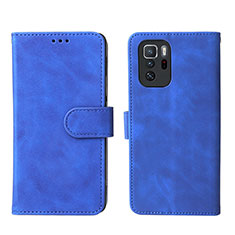 Funda de Cuero Cartera con Soporte Carcasa L01Z para Xiaomi Redmi Note 10 Pro 5G Azul