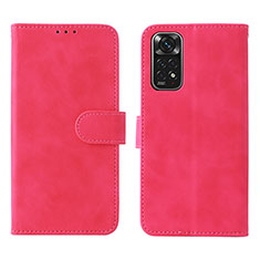 Funda de Cuero Cartera con Soporte Carcasa L01Z para Xiaomi Redmi Note 11 4G (2022) Rosa Roja