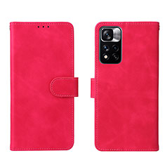 Funda de Cuero Cartera con Soporte Carcasa L01Z para Xiaomi Redmi Note 11 Pro+ Plus 5G Rosa Roja