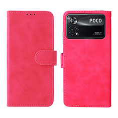 Funda de Cuero Cartera con Soporte Carcasa L01Z para Xiaomi Redmi Note 11E Pro 5G Rosa Roja