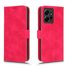 Funda de Cuero Cartera con Soporte Carcasa L01Z para Xiaomi Redmi Note 12 4G Rosa Roja