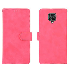 Funda de Cuero Cartera con Soporte Carcasa L01Z para Xiaomi Redmi Note 9S Rosa Roja