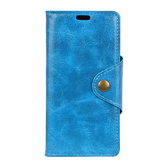 Funda de Cuero Cartera con Soporte Carcasa L02 para Alcatel 1 Azul