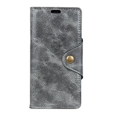 Funda de Cuero Cartera con Soporte Carcasa L02 para Alcatel 3 Gris