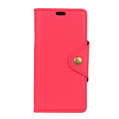 Funda de Cuero Cartera con Soporte Carcasa L02 para Alcatel 7 Rojo