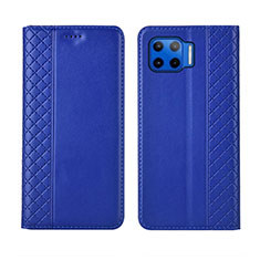 Funda de Cuero Cartera con Soporte Carcasa L02 para Motorola Moto G 5G Plus Azul