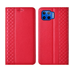 Funda de Cuero Cartera con Soporte Carcasa L02 para Motorola Moto G 5G Plus Rojo