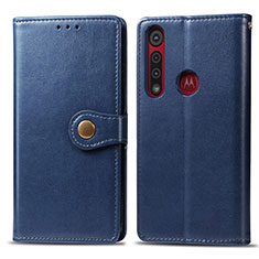 Funda de Cuero Cartera con Soporte Carcasa L02 para Motorola Moto G8 Play Azul