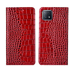 Funda de Cuero Cartera con Soporte Carcasa L02 para Oppo A73 5G Rojo