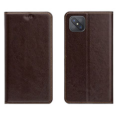 Funda de Cuero Cartera con Soporte Carcasa L02 para Oppo A92s 5G Marron