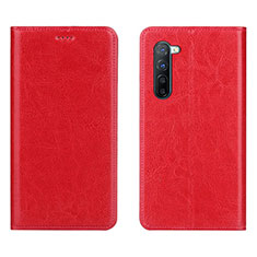 Funda de Cuero Cartera con Soporte Carcasa L02 para Oppo F15 Rojo