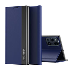 Funda de Cuero Cartera con Soporte Carcasa L02 para Oppo Find X3 Pro 5G Azul