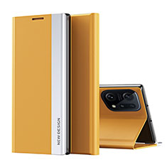 Funda de Cuero Cartera con Soporte Carcasa L02 para Oppo Find X5 5G Amarillo