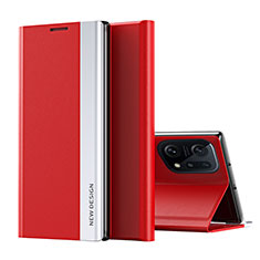 Funda de Cuero Cartera con Soporte Carcasa L02 para Oppo Find X5 5G Rojo