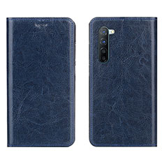 Funda de Cuero Cartera con Soporte Carcasa L02 para Oppo Reno3 Azul