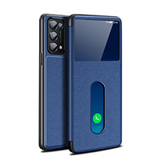 Funda de Cuero Cartera con Soporte Carcasa L02 para Oppo Reno5 5G Azul