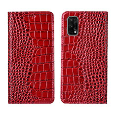 Funda de Cuero Cartera con Soporte Carcasa L02 para Realme Q2 Pro 5G Rojo