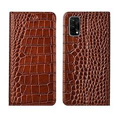 Funda de Cuero Cartera con Soporte Carcasa L02 para Realme V15 5G Marron Claro