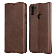 Funda de Cuero Cartera con Soporte Carcasa L02 para Samsung Galaxy A11 Marron