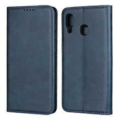 Funda de Cuero Cartera con Soporte Carcasa L02 para Samsung Galaxy A20 Azul