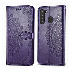 Funda de Cuero Cartera con Soporte Carcasa L02 para Samsung Galaxy A21 Morado