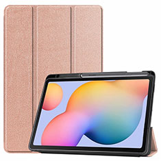 Funda de Cuero Cartera con Soporte Carcasa L02 para Samsung Galaxy Tab S6 Lite 10.4 SM-P610 Oro Rosa