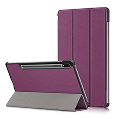 Funda de Cuero Cartera con Soporte Carcasa L02 para Samsung Galaxy Tab S7 11 Wi-Fi SM-T870 Morado