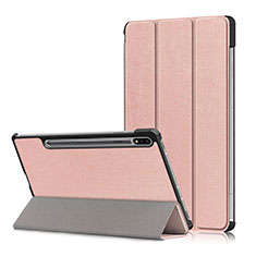 Funda de Cuero Cartera con Soporte Carcasa L02 para Samsung Galaxy Tab S7 Plus 5G 12.4 SM-T976 Oro Rosa