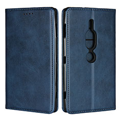 Funda de Cuero Cartera con Soporte Carcasa L02 para Sony Xperia XZ2 Premium Azul