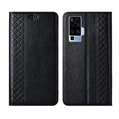 Funda de Cuero Cartera con Soporte Carcasa L02 para Vivo X50 Pro 5G Negro