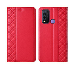 Funda de Cuero Cartera con Soporte Carcasa L02 para Vivo Y50 Rojo