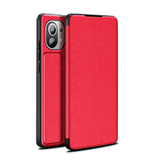 Funda de Cuero Cartera con Soporte Carcasa L02 para Xiaomi Mi 11 Lite 5G NE Rojo